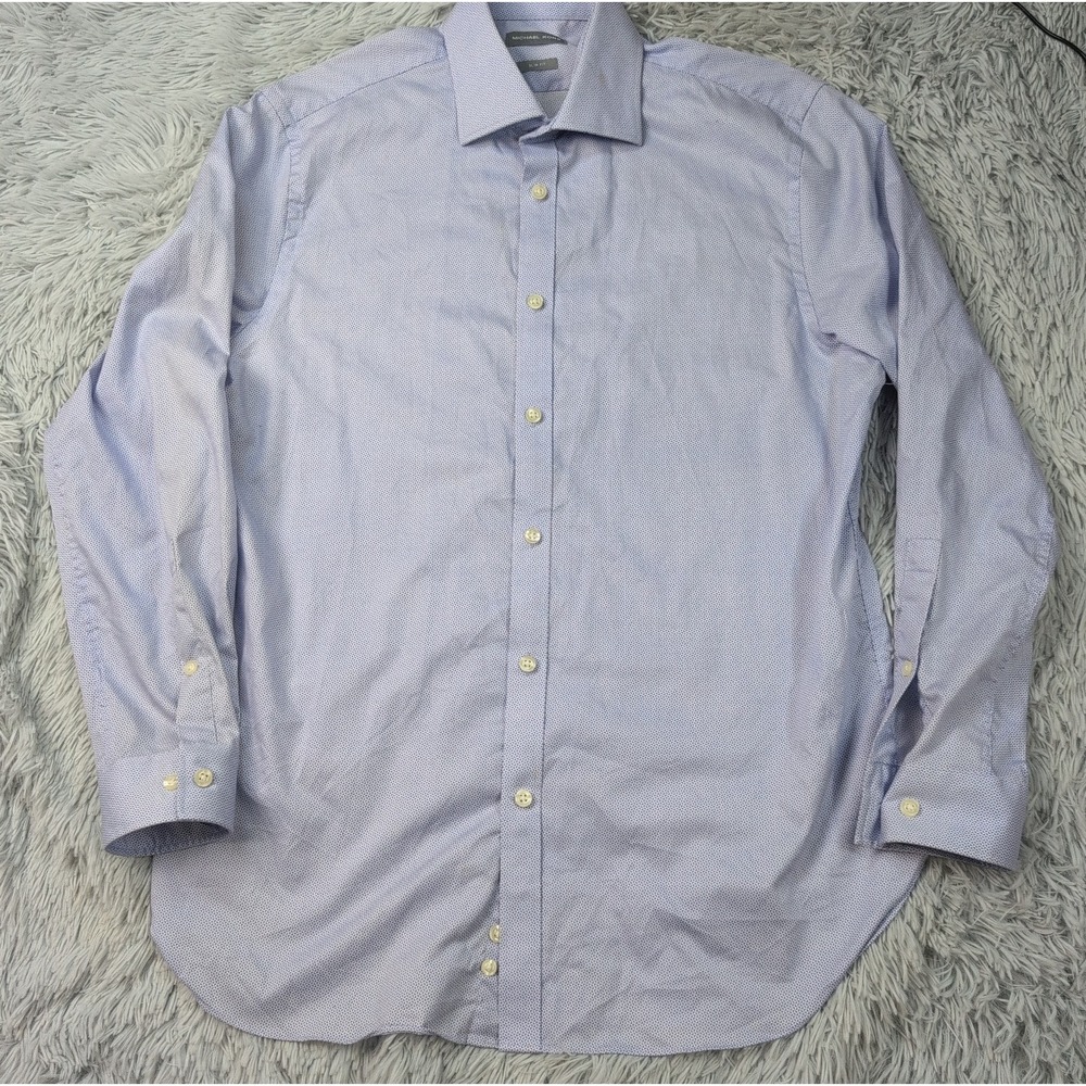 Michael Kors Shirt Mens L Blue Slim Fit Casual Preppy 32 33 Button Up 16